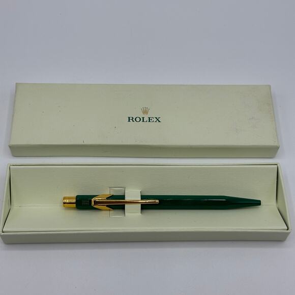 ROLEX Caran d'Ache 858 Ballpoint Pen Knockout Green Gold - Picture 2 of 8